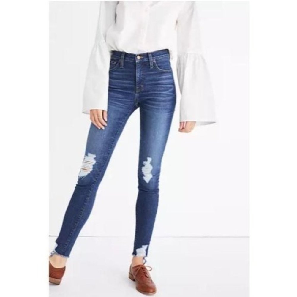 Madewell 9" High-Rise distressed Dark Wash Skinny Jeans 🍂